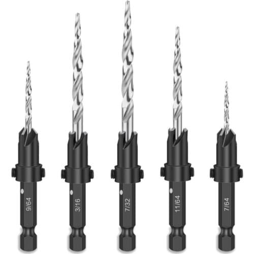 Wood Oblique Hole Locator Drill Countersink Drill Guide Set Hole Puncher Carpentry Tools Speed Steel Shank Inch Taper Drill