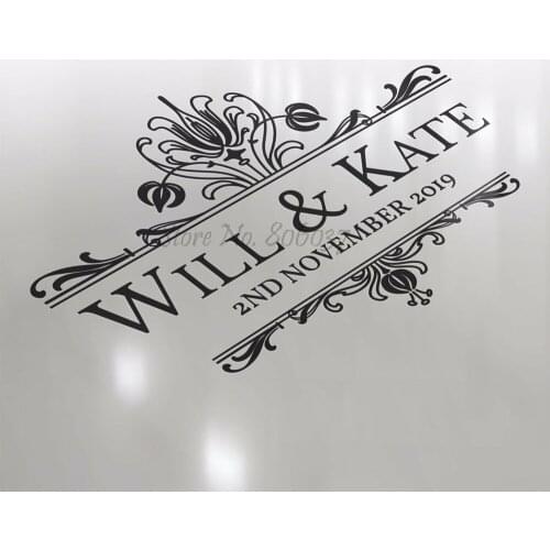 Wedding Party Floor Decoration wall decals Wedding Dance Floor Decoration Customized Name and Date removeable vinyl sticker