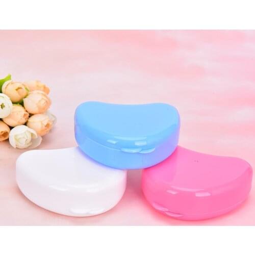 Candy Color Dental Orthodontic Retainer Box Case For Denture Teeth Mouth Guard Storage Heart Shape False Teeth Box Storage Case