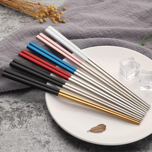 100Pairs Square Chopstick Colorful Chopsticks Sushi Hashi Chopsticks Stainless Steel