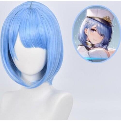Anime Women Blue Short Wig Cosplay Game Azur Lane ChapayevCostume Heat Resistant Synthetic Hair Wigs