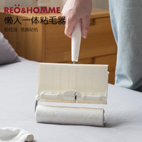 Portable Long Handle Retractable Sticky 16cm Roller Dust Paper Tearable Adhesive Brush Hair Remover Kit with Handle Home Clean