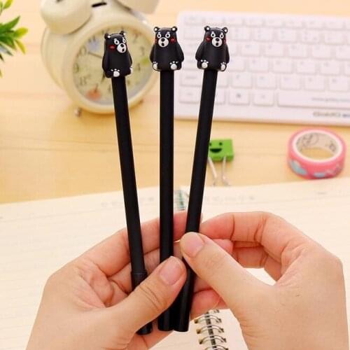 1pc Kawaii Black Bear Gel Pen Black Water Pen 0.5mm Student Gel pen DIY Signature pen office school stationery supplies