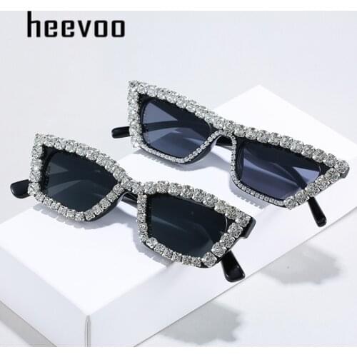 Diamonds Sunglasses Korean Design Retro Cat Eye Women Sunglasses Black Cateye Sun Glasses Small Retro Women Eyewear UV400