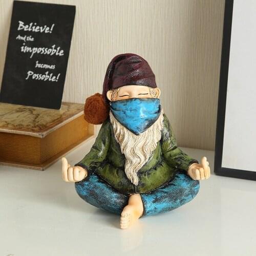 Meditating Dwarf Statue Statuette of An Old Man with A White Beard Funny Character Home Garden Decoration Resin Gnome Sculpture