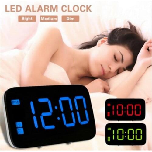 USB LED Digital Alarm Clock Snooze Large LCD Display Battery Powered Voice Control Hourly Chime Multi-Function Color Clocks New