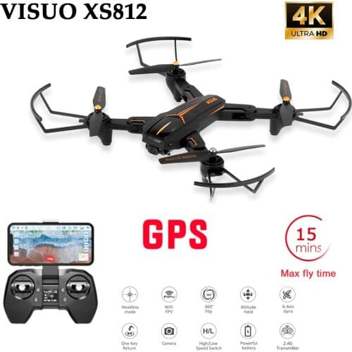 VISUO XS812 GPS 5G WiFi FPV With 4K FHD Camera 15mins Flight Time Foldable RC Drone Quadcopter RTF Kids Birth Gift