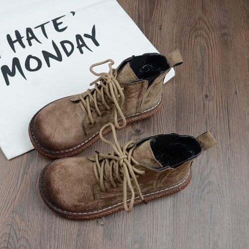 Womens Boots Mori Girl Retro Short Boots Winter Plus Velvet Warm Japanese Big Head Doll Shoes College Wind Casual Ankle Boots