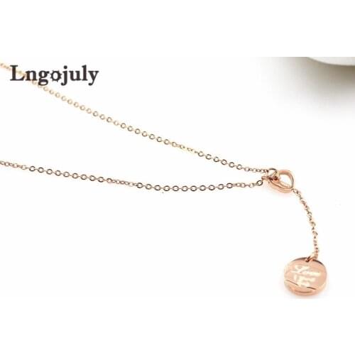 Women Necklaces Titanium Steel Round Pendant Necklaces For Women Girlfriend Anniversary Wedding Party Necklace Jewelry Gift