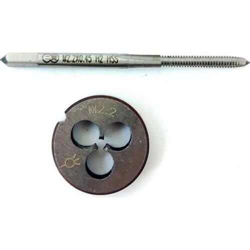1PC Tap M2.2 * 0.45 + 1PC Die M2.2 (S) High Quality M2.2 Right Hand Taper H2