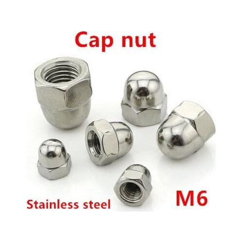 100pcs/lot M6 Cap Nut DIN1587 Stainless Steel 304 Acorn Nuts Metric Fastener Hex Dome Nut
