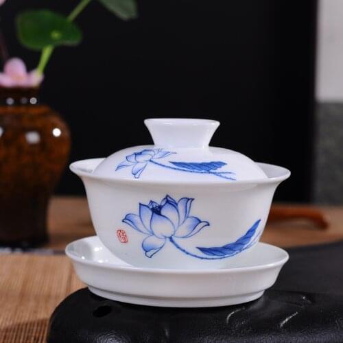 125ml Ceramic Gaiwan,Porcelain Kungfu Tea Cup Ceremony Tureen teaware teaset for pu'er/puerh/oolong/white/green/black/flower tea