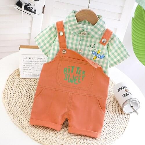 2021 New Toddler Boy Clothing Casual Kids Clothes For Boys Sport Suit Short Sleeve T-shirt+Pants 2 pcs Sets Blue Pink 1-5 Years