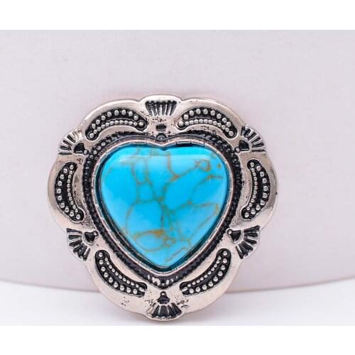 30mm Silver American Southeast Floral Side Heart Turquoise Leather Conchos For Belt Bag Leathercraft Wallet Decor Screwback