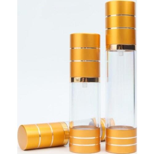 50ML matte gold airless bottle cutting line for lotion emulsion serum liquid foundation whitening essence recovery complex