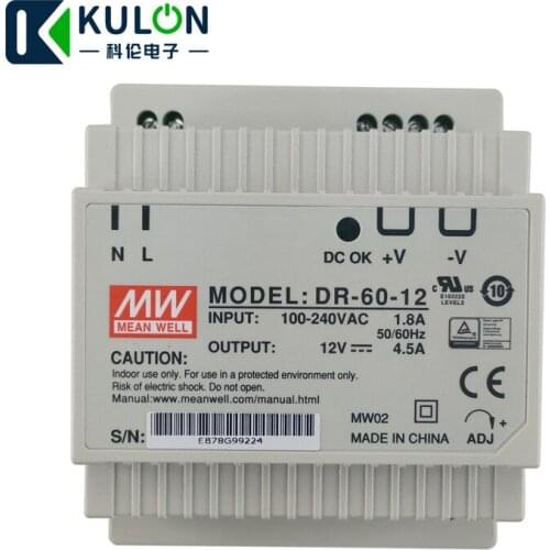 6PCS Original MEAN WELL DR-60-12 Single Output 54W 12V 4.5A DIN rail mounted meanwell industrial power supply 12v