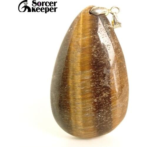 Free Shipping Fashion Jewelry Natural African Tigers Eye Stone Drop Pendant Necklace Timeless Gift For Boyfriend FS850