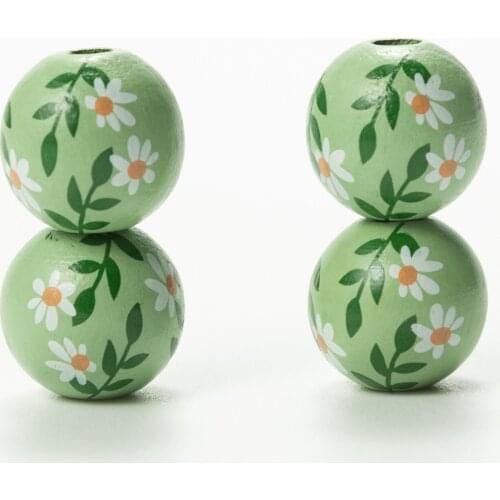 20pcs/lot Pretty Flower Round Wooden Charm Beads 16MM Wooden Decoration Puzzle Spacer Loose Beads DIY Jewelry Ornament Findings