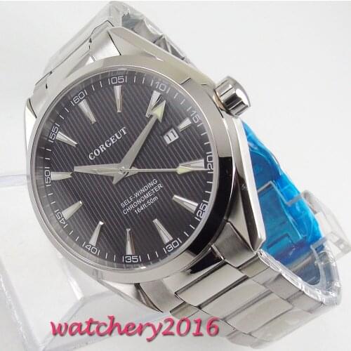 2019 New Arrive Luxury Fashion Men 39mm Watch Date Automatic Military Sapphire Glass Black Dial Stainless Steel Band Wrist Watch