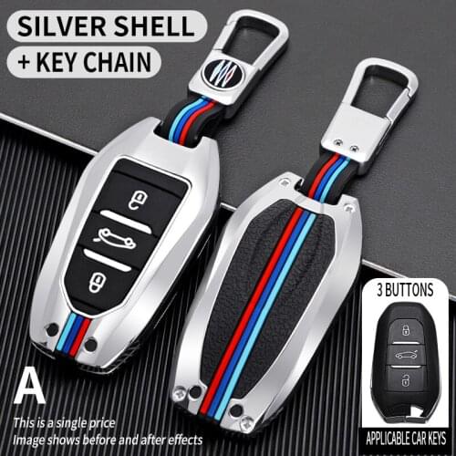 Zinc Alloy Car Key Case Full Cover For Peugeot 308 408 508 2008 3008 4008 5008 Citroen C4 C4L C6 C3-XR Smart Shell Accessories