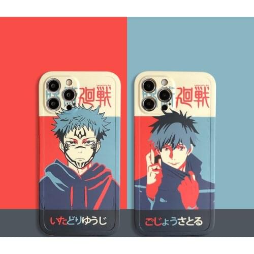 Agrotera TPU Case Cover Compatible with iPhone 7 8 Plus X XS XR 11 Pro Max SE 2020 12 Jujutsu Kaisen Itadori Yuji Gojo Satoru