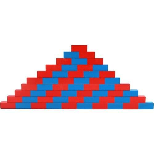 Montessori Childrens Toy Red Long Stick Digital Stick Wooden Educational Early Education Building Blocks