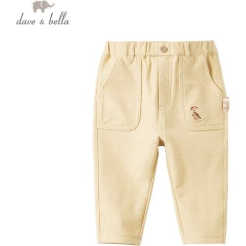 DBX16548 dave bella spring baby boys fashion cartoon pockets pants children full length kids pants infant toddler trousers