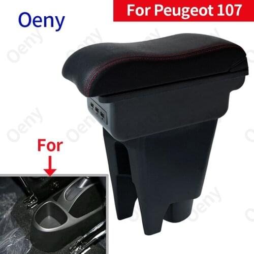 For Peugeot 107 Armrest Interior Parts special Retrofit parts Car Armrest Center Storage box USB LED Curved surface