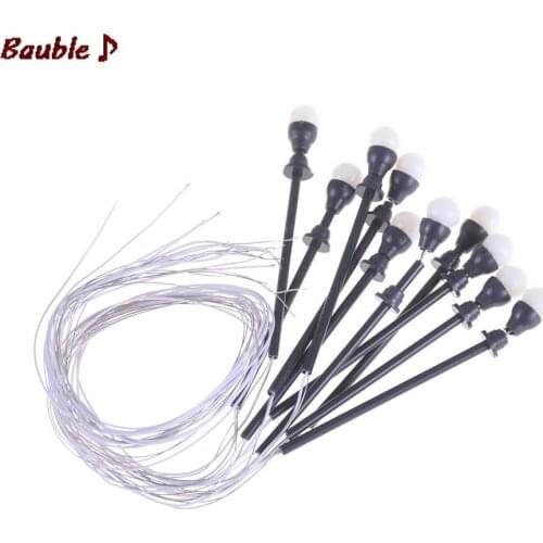 10pcs/pack 6V 1W Lamppost HO Scale 1:100 Single Head Model Lights Model Garden Lamp with Wires and Bulbs for Landscape Durable