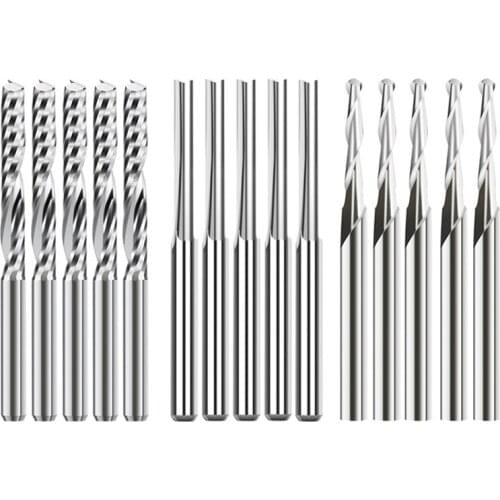 HOT SALE End Mill Engraving Bits Set 15Pcs CNC Router Bits For Woodworking Acrylic Cutting 3.175/2Mm Shank Carbide Milling Cutte