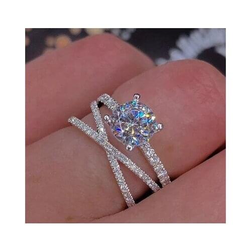 JK Pretty Geometric Twist Wedding Engagement Ring For Women With Micro Paved Romantic Solitaire Accessories Femme Ring