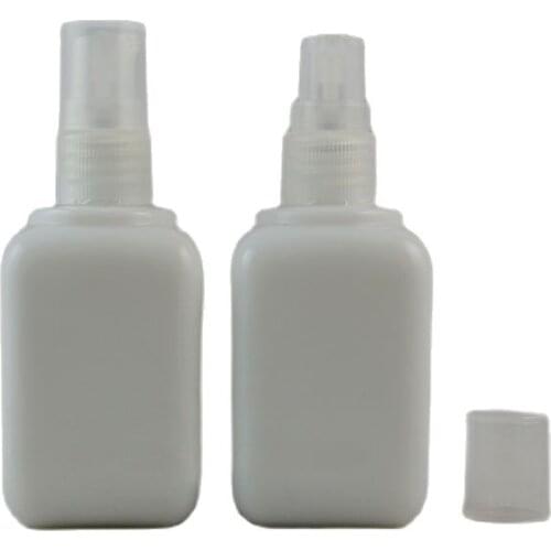 50ML 10pcs/lot Square White Elegant Spray Bottle, DIY Glass Empty Lotion Pump Bottle, Cosmetic Liquid Refillable Container