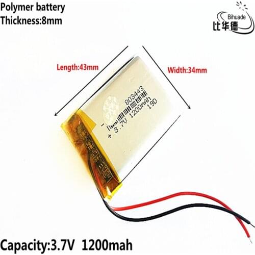 Liter energy battery 3.7V,1200mAH 803443 Polymer lithium ion / Li-ion battery for tablet pc BANK,GPS,mp3,mp4