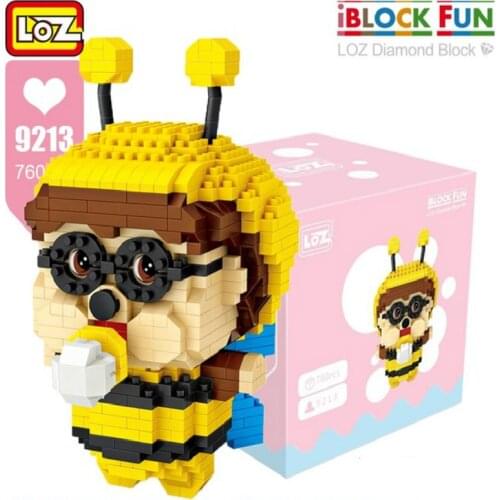LOZ Diamond Blocks Bee Pink Elephant Cartoon Animal Model Building Blocks Educational Gifts DIY Bricks Toys for Children
