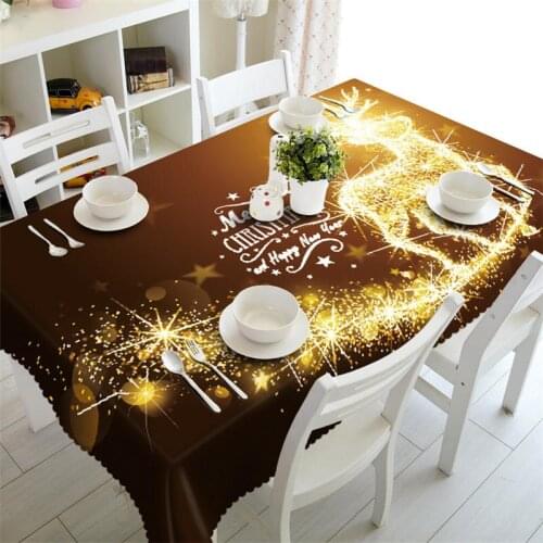 Flashing tablecloth Christmas deer Waterproof 3D rectangular Table cloth coffee round table cover Customized size Pillowcase