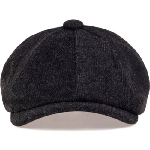 Men Tweed Newsboy Hat Beret Herringbone Gatsby Hats Street Caps Peaked Octagonal with Brim Caps Winter Spring Hip Hop Berets