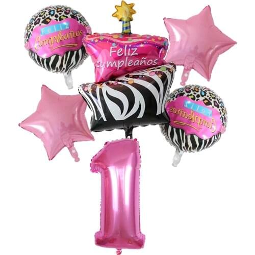 Spanish Happy Birthday Inflatable Globos Feliz Cumpleanos Foil balloons baby girl 1 2 3 4 5 6 old Air balloons Party Supplies