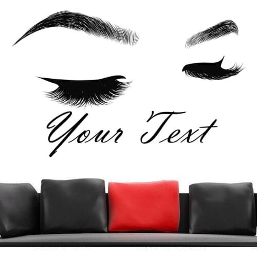 Lashes & Brows Logo Wall Sticker Beauty Salon Decoration Vinyl Stickers For Wall Eyelashes Make Up Art Spa Salon 2159