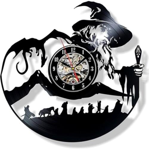 12" Vinyl Record Wall Clock Lord Gandalf Style Clocks for Living Room Silent Vintage CD Hanging Clock