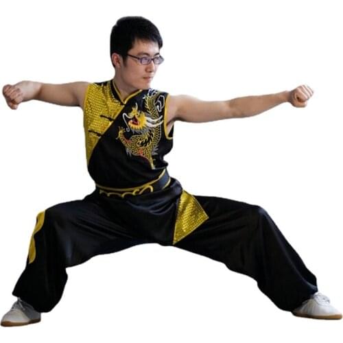Kung fu clothes traditional wushu clothing Chinese dragon costume kung fu uniforms sleeveless man kung shaolin uniform CC020