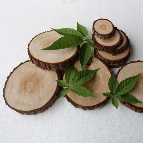 8-9cm Set of 6 Natural Round Unfinished Wood Hight 1CMBigs Coasters Slices Pine Rustic Tree Branch Vintage Wedding Decoration