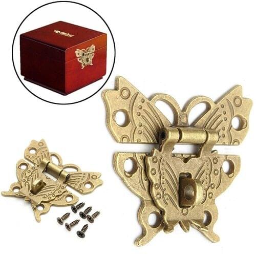 Retro Vintage Alloy Butterfly Latch Catch Wooden Jewelry Box Case Hasp Lock home decoration