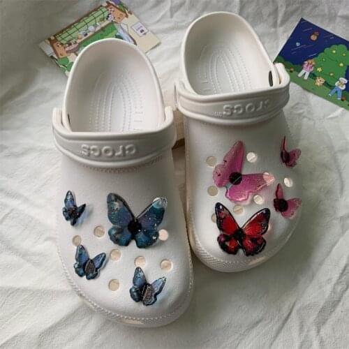 Romantic Color Butterfly Shoes Charms for Croc 2021 New Clogs Shoes Buckle Fashion Trend Designer Charms Elegant High Quality