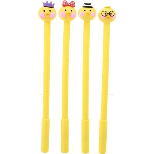 24 PCs Creative Cartoon Silicone Head Duckling Neutral Pen Student Refreshing Office Pen Cute Learning Stationery