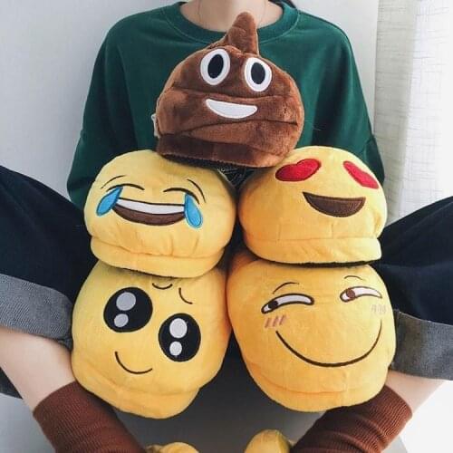 Apanzu Winter slippers women Shoes Warm Soft Indoor Slippers Men Plush Shoes Cute Funny Poop Home Flats Non-slip room slides