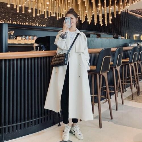 Hepburn Style Windbreaker Women Spring Autumn 2021 New Mid-Length Drape Coat Female Waist Belt Overwear With Lining Trenchcoat