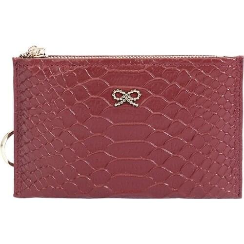 Womens Mini Coin Purse 100% Genuine Leather Fashion Zippers Bag Female Clutch Ladies Real Leather Wallets with Keychain