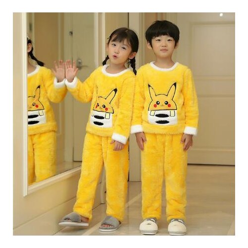 Winter Flannel Baby Girls Sleepwear Children Warm Pajamas Set Toddler Boy Coral Fleece Pyjamas Kids Plush Pijamas Clothes 2pcs