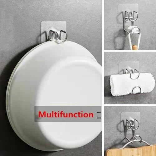 1Pcs Stainless Steel Washbasin Hook Bathroom Kitchen Storage Hook Punch-free Strong Self-adhesive Tool