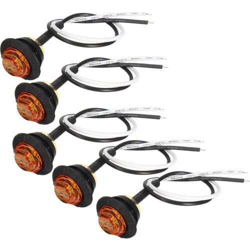 10 pcs 12V Truck Amber Yellow Waterproof LED Light Small Round Side Marker Lights fit for Trucks Heavy Trucks Buses